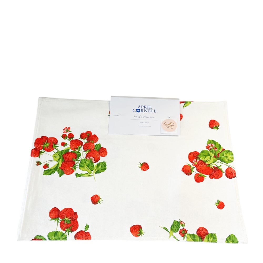 NEW April Cornell STRAWBERRY Design Placemats Set/4